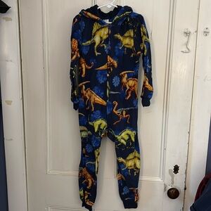 Boys onesie dinosaur with scales on hood size 5/6 small